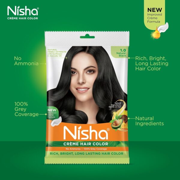 Nisha Creme Hair Color- Natural Black - Image 2