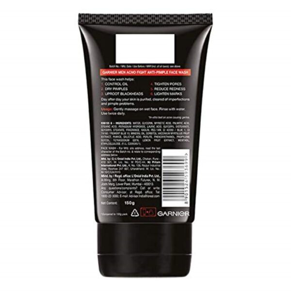 Garnier Men Acno Fight Anti Pimple Face Wash150g - Image 2