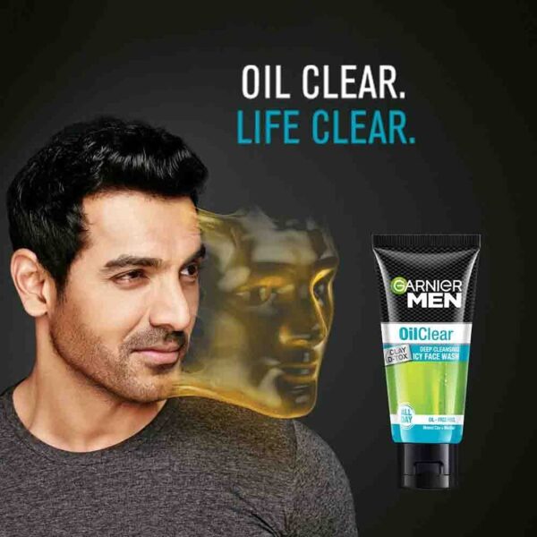 Garnier Men Oil Clear Clay Icy Face Wash, 50gm - Image 2