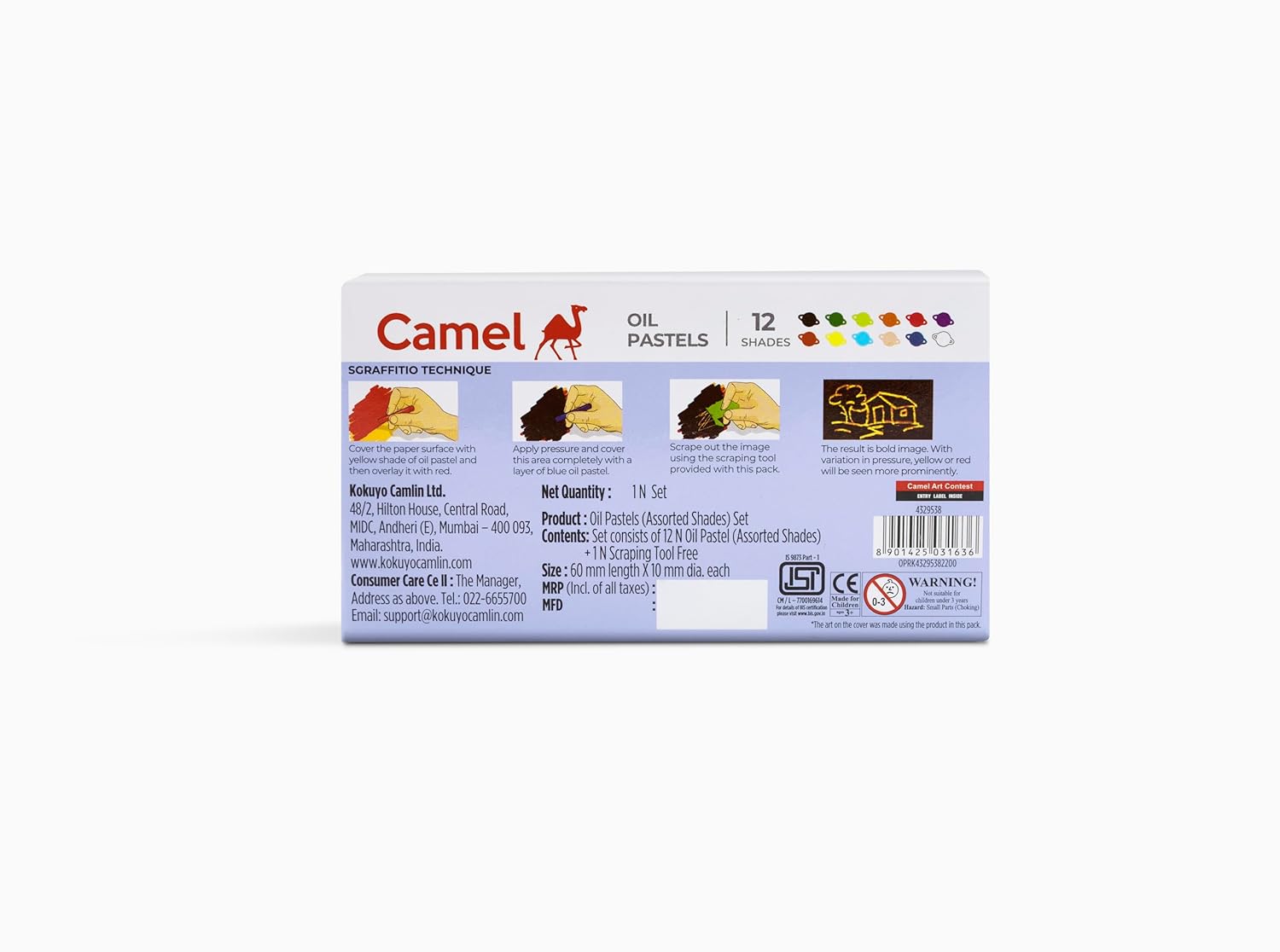Camel 4329538 Oil Pastel, Assorted, 12 Pieces - Image 2
