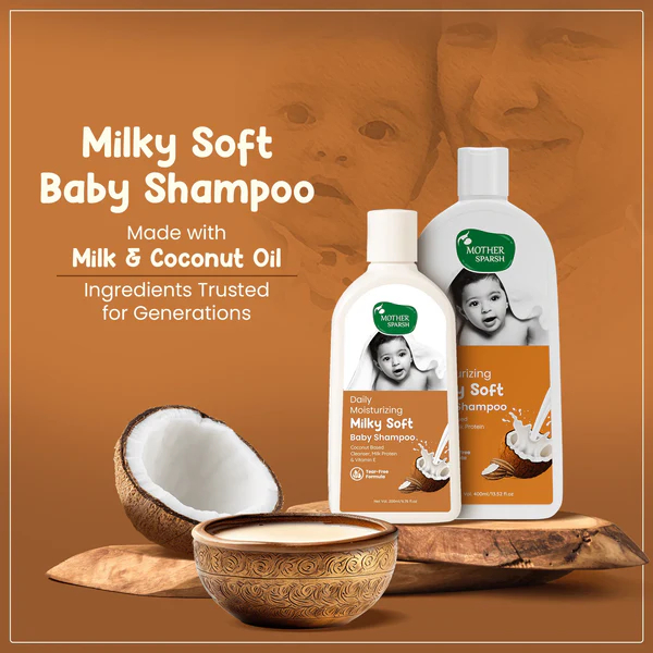 Mother Sparsh Milky Soft Baby Shampoo for Daily Moisturizing, with Milk Protein, Vitamin E and Coconut Oil 200 ml - Image 3